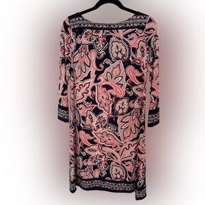 INC International Concepts Navy and Pink Paisley Dress